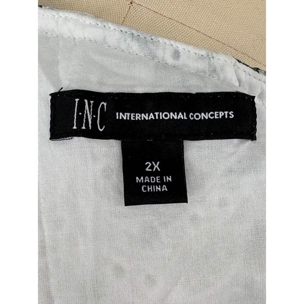 INC One Shoulder Blouse White Floral Eyelet Ruffle 100% Cotton 2X - Picture 6 of 8